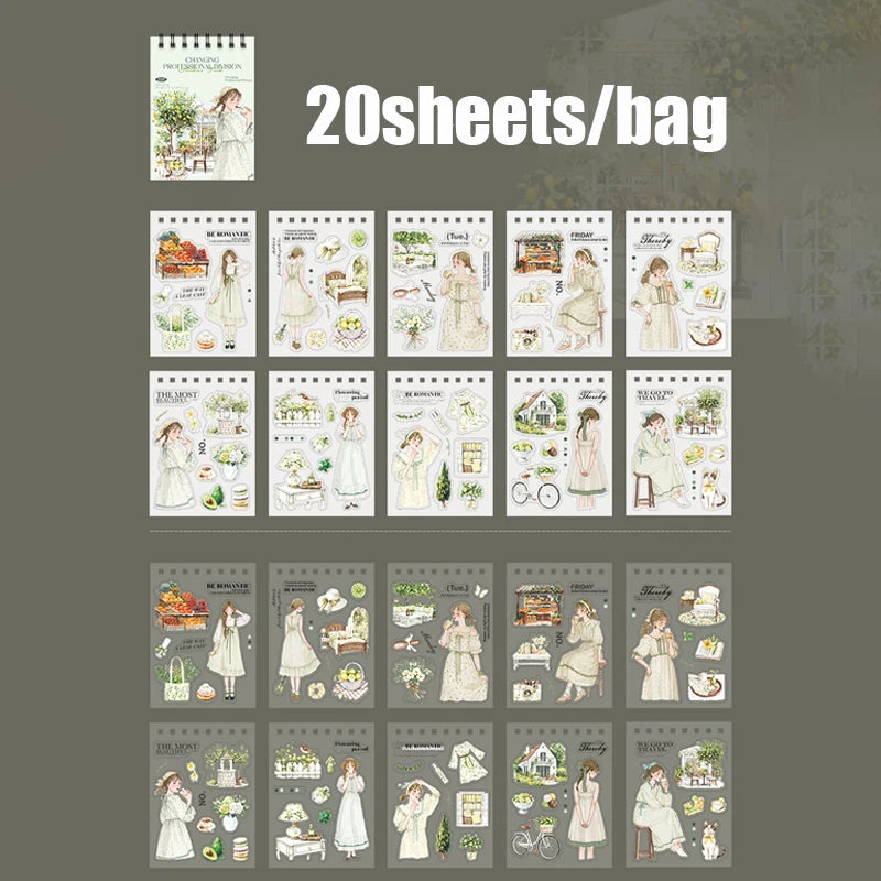 20 Sheets Career Sticker Book for Journal Scrapbooking DIY Planner Phone Case Decoration Kids Adults Craft Art Supplies