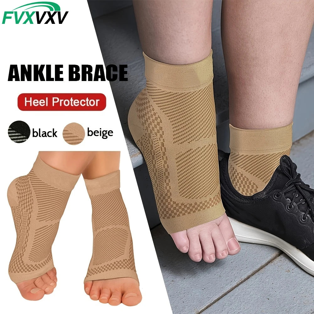 1Pair Ankle Brace Compression Sleeve - Plantar Fasciitis Sock,Foot Arch Support& Heel Spur Pain.Injury Recovery Braces for Sport