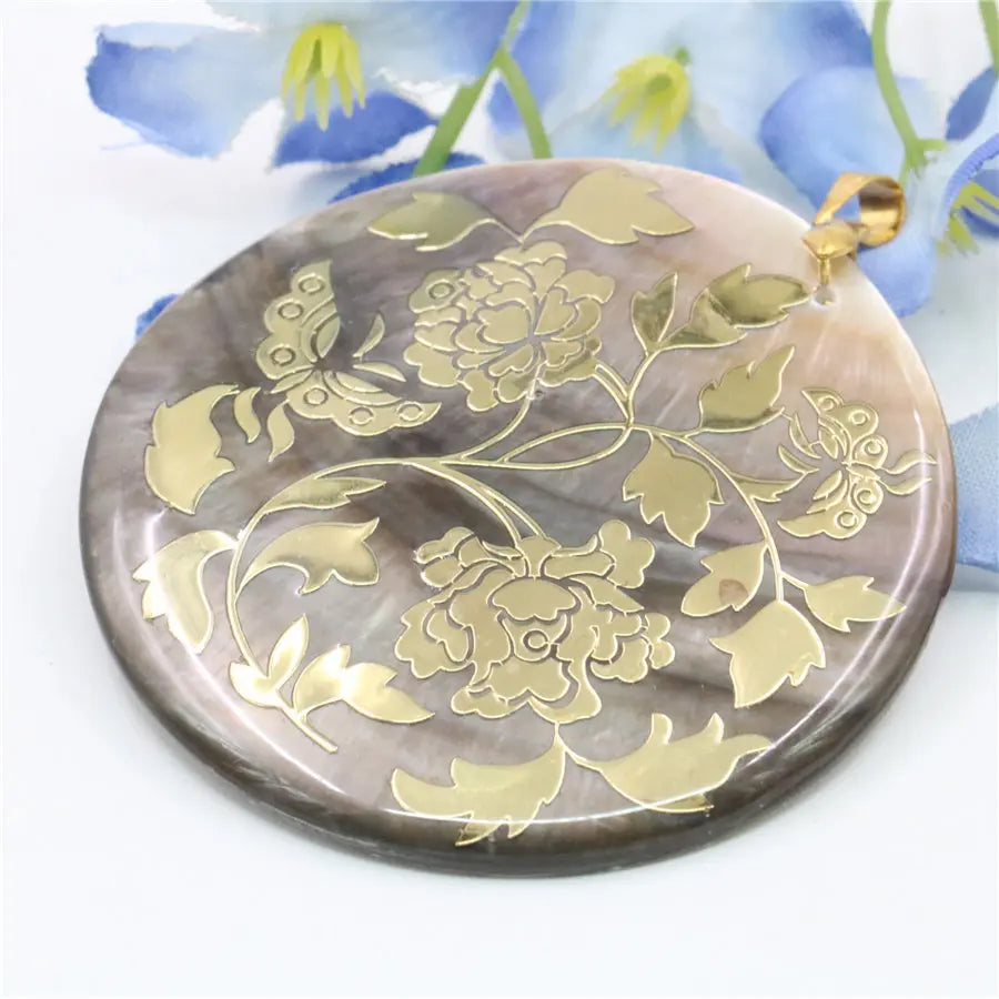 51mm Natural Accessories Multicolor Abalone Paua Sea Pearl Shells Pendant Flower DIY Christmas Women Girls Gifts Jewelry Making