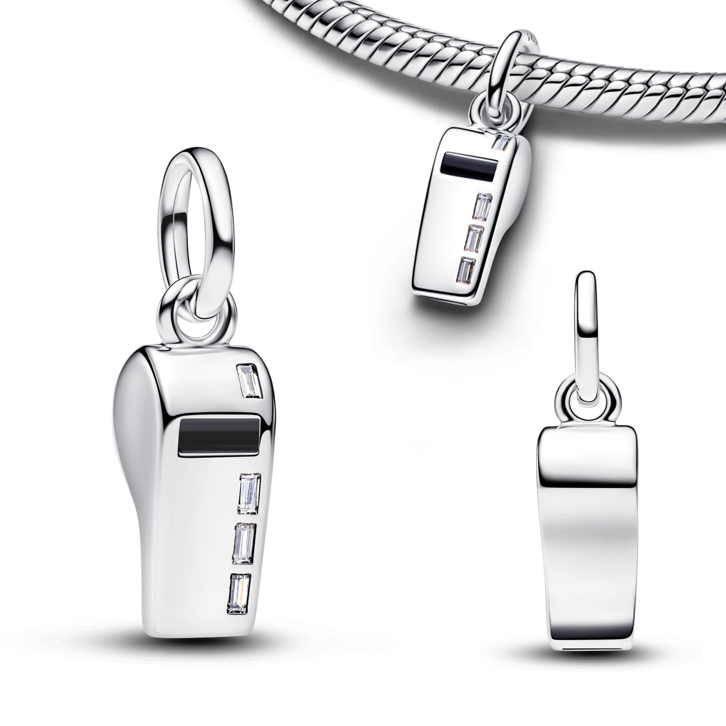 2026 S925 Silver Plated Paved Golden Ring Charm Luxury Stone Shell Nature Strength Cowboy Textured Safety Chain Fine Jewelry