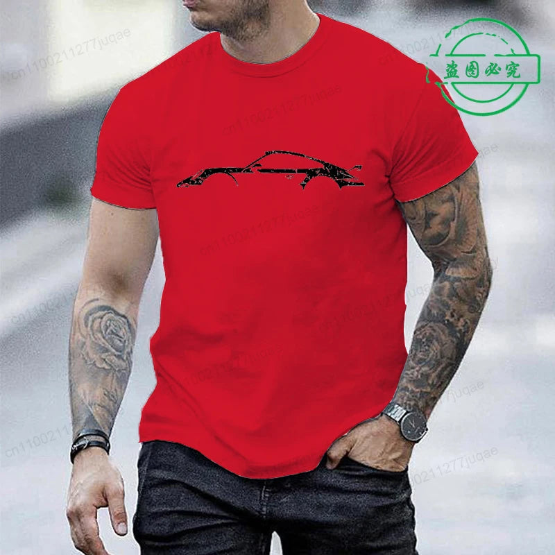Minimalist Style T-Shirt for Men Women,Round Neck Short Sleeve Tee Shirts, Funny Race Car Printed T-Shirts for Men & Women Tops