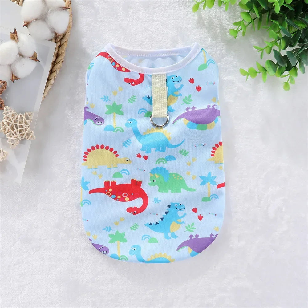 Cooling Summer Pet Dog Vest Cartoon Soft Cat Clothing Summer Casual Shirts Small Medium Large Dogs Puppy French Bulldog Clothes