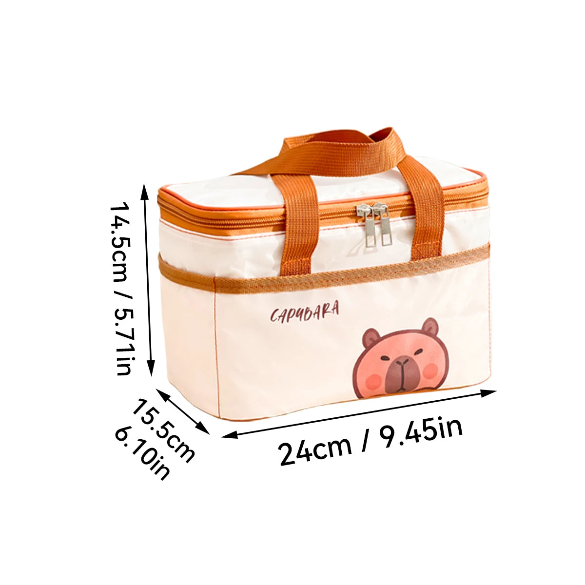 Cute Capybara Insulated Lunch Bag For Student Kid Portable Large Capacity Waterproof Food Thermal Bag Reusable Picnic Cooler Bag