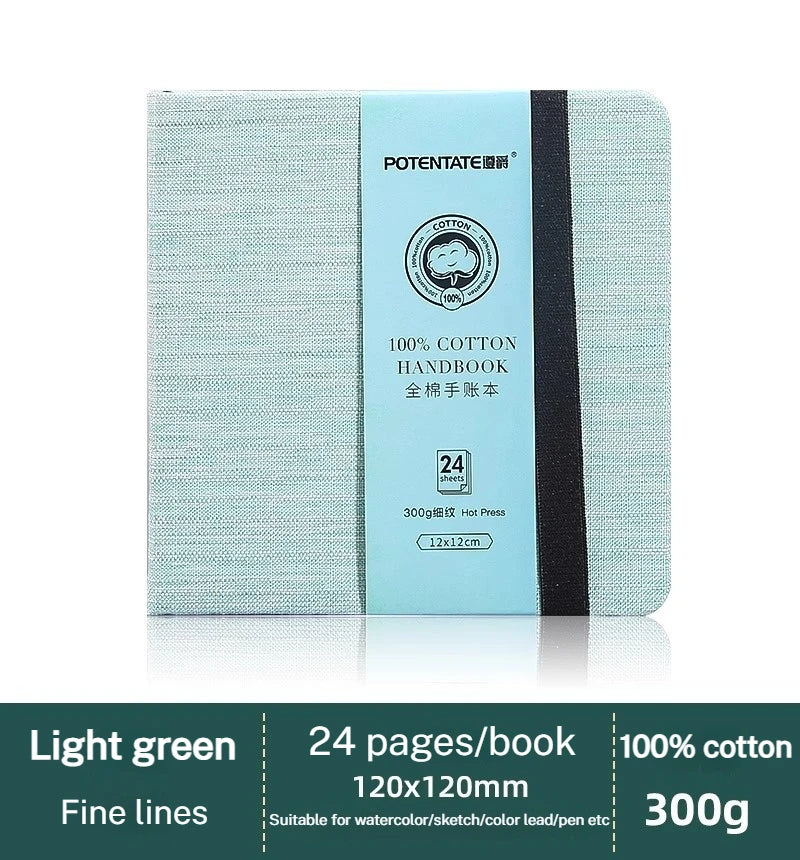 100% Cotton Square Watercolor Sketchbook 300gsm Paper Folded Drawing Pad Organ Sketch Notebook Student Watercolor Journal Book