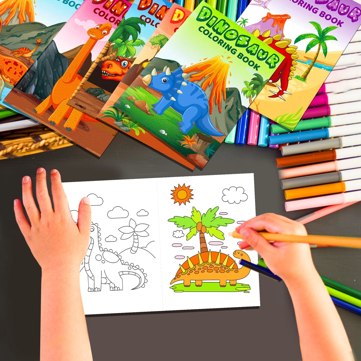12pcs Kids Cartoon Wild ONE Dinosaur Graffiti Drawing Painting Books DIY Coloring Picture Book Baby Shower Birthday Party Gifts