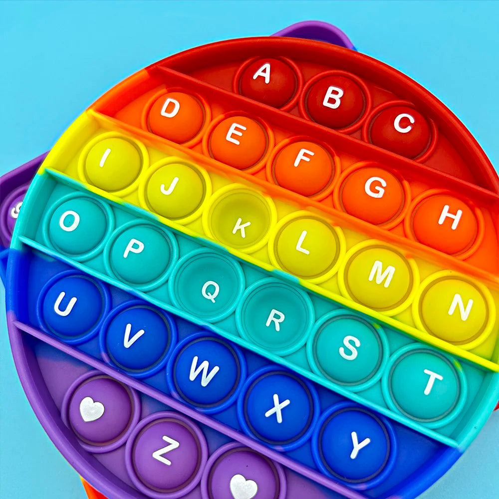 2pcs/pack Numbers Letters Alphabet Math Learning Fidget Toys Silicone Rainbow Square Circle Educational Toys for Kids