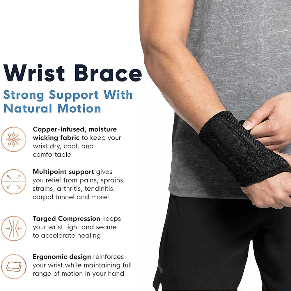 1pcs Wrist Brace for Carpal Tunnel Support Brace with Splints Hand Support for Arthritis Tendonitis Sprain Injuries Wrist Pain