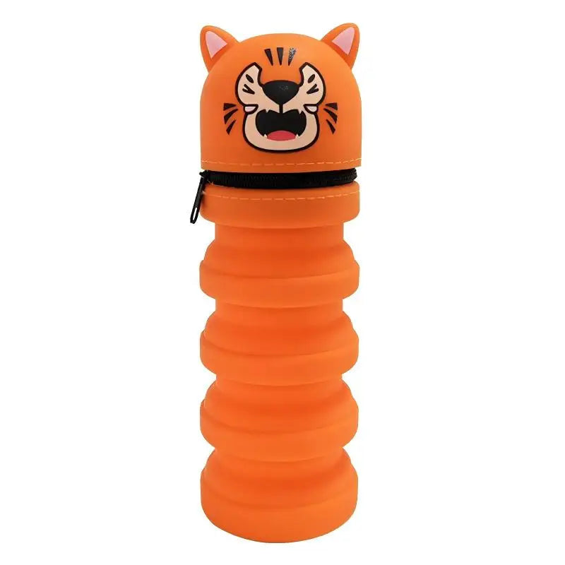 Silicone Cartoon Pencil Case with Zipper, Stand Up Organizer for Kids School Supplies