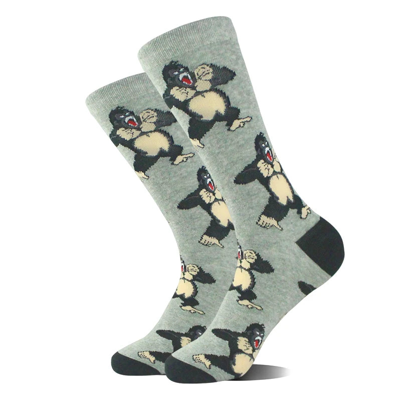 Cotton Happy Funny Socks Men Alien Planet Shark Crazy Design Sokken Unisex Novelty Dinosaur Crew Skateboard Calcetines Hombre