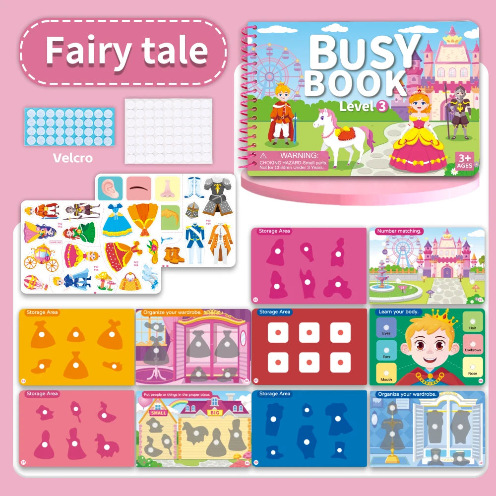 Children Quiet Busy Book 4 Themes Cartoon Travel Sticker Books Kids DIY Sticker Educational Game Montessori Paste Book Toy Gifts