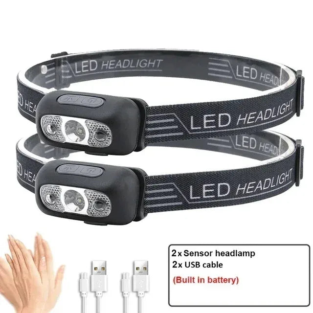 Outdoor Waterproof Camping Mini LED Night Fishing Powerful Torch Head Lamp Strong Light Headlamp Portable LED Sensor Headlamps