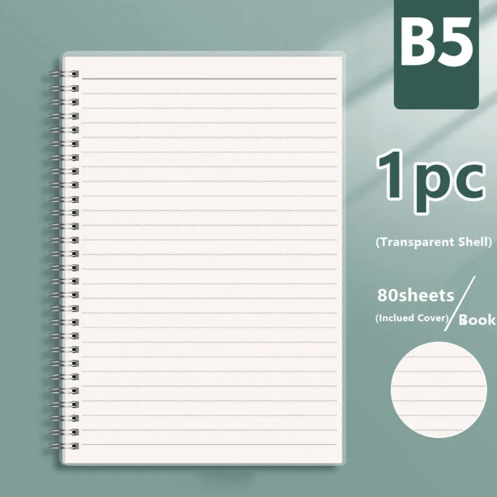 A4/A5/A6/B5 Coil Notebook Grids/Blank/Horizontal Line Flip Over Design Spiral Notepad Diary Book School Office Supplies
