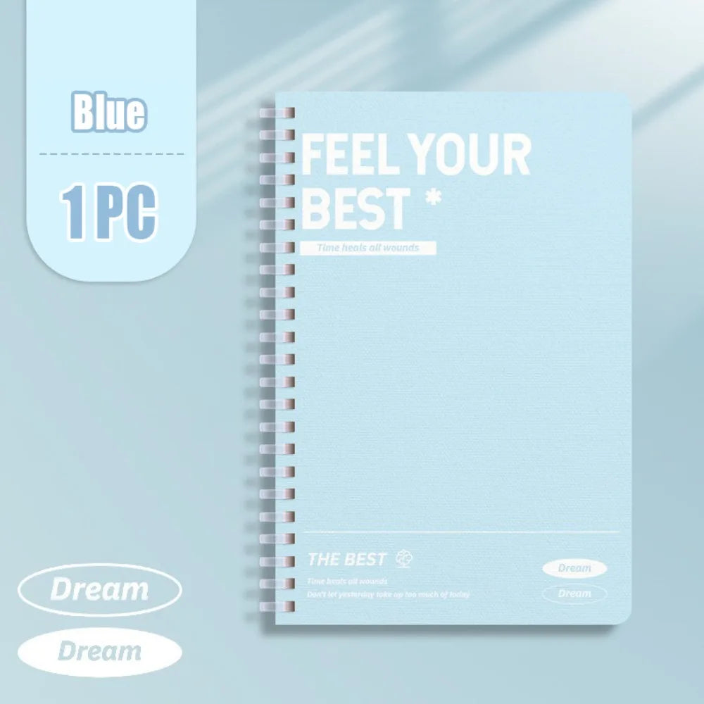 60Sheets/Book A5 Spiral Notebooks Color Horizontal Line Inner Pages Notepad Perforated Pages Diary Book School Office