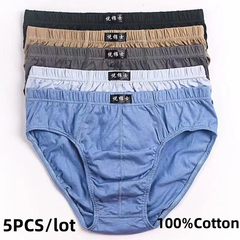 5 Pack Men's Cotton Briefs Underwear - Soft Breathable Boxer Shorts for Men (S-6XL) - Daily Comfort Underpants