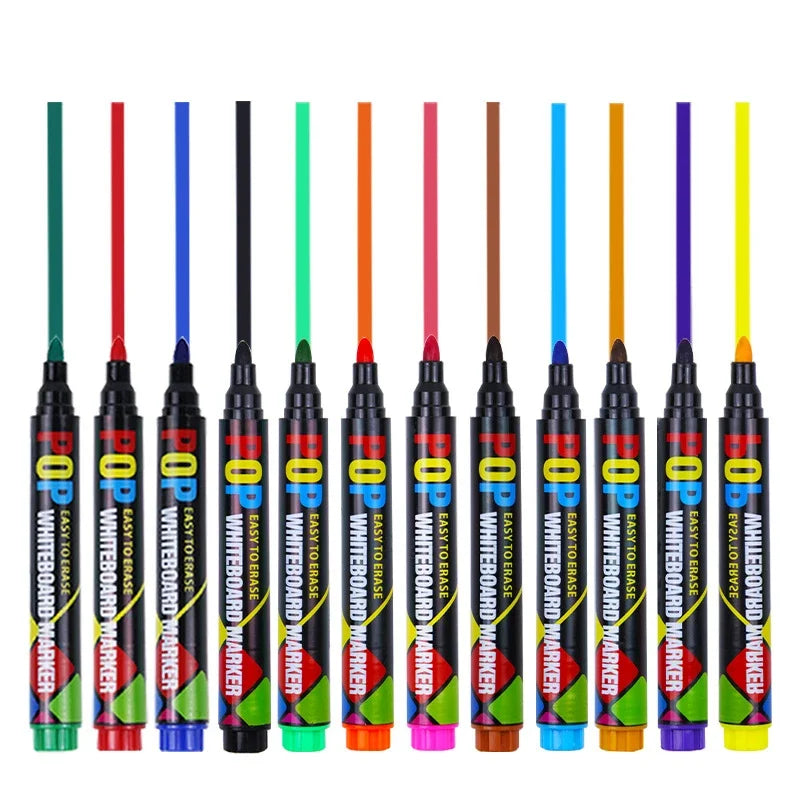 8/12 Colour POP Whiteboard Marker Set,Erasable, Refillable,Safety,Non-Toxic,High Capacity,Office,Conferencing,Educational Items