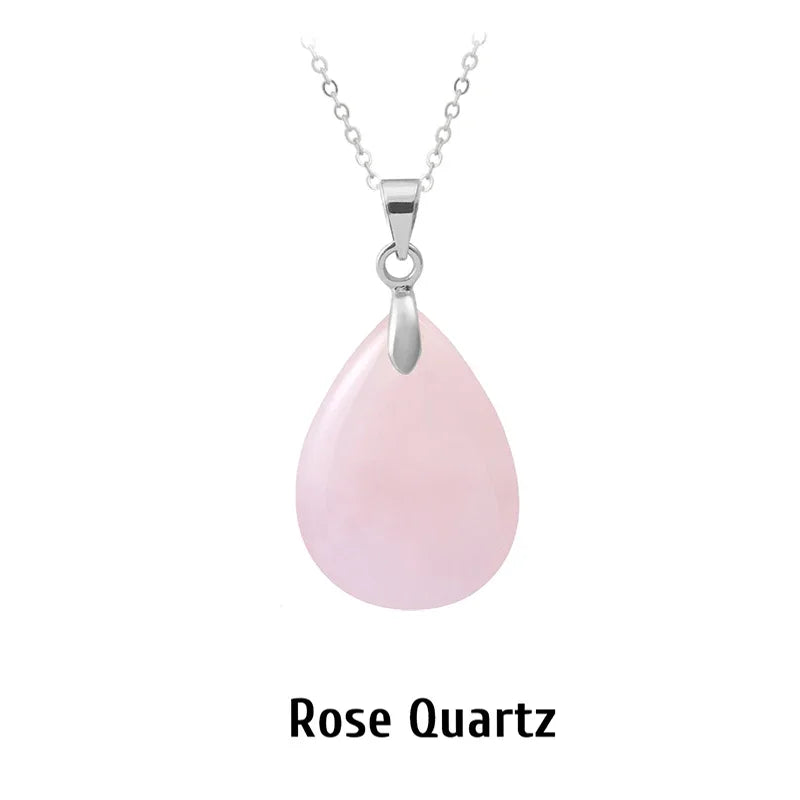 Natural Stone Crystal Pendant Teardrop Fashion Necklace For Diy Necklace Earrings Making Jewelry Christmas Friendship Gift