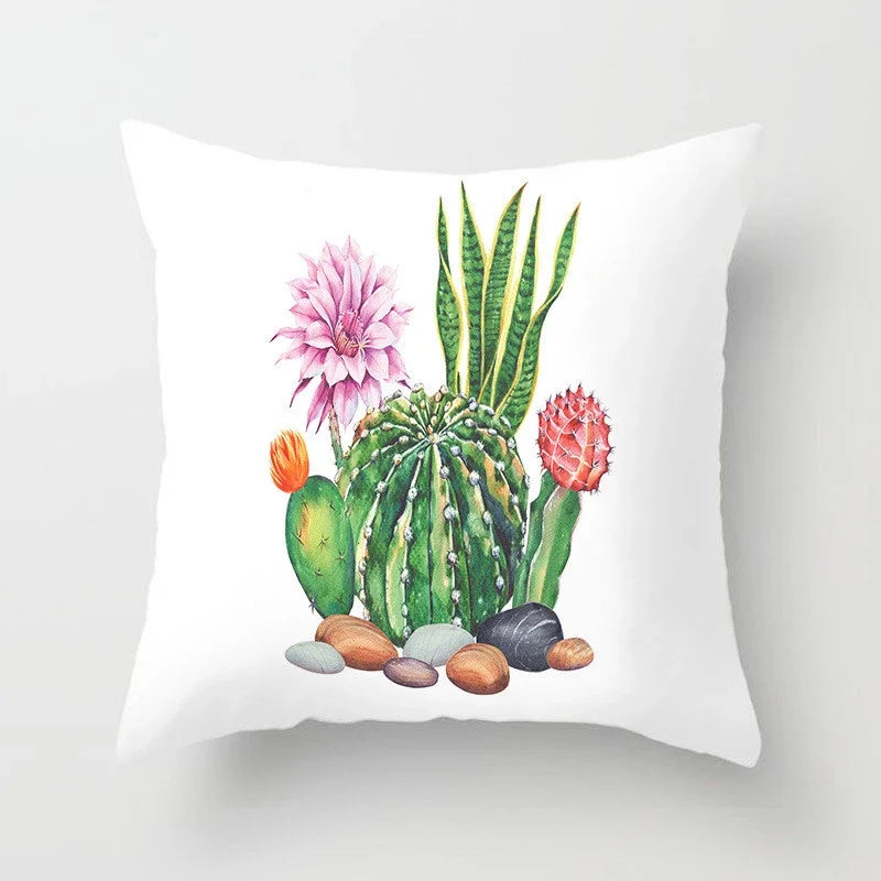 Cactus Flower Pattern Summer Decorative Cushions Pillowcase Polyester Cushion Cover Throw Pillow Sofa Decoration Pillowcover