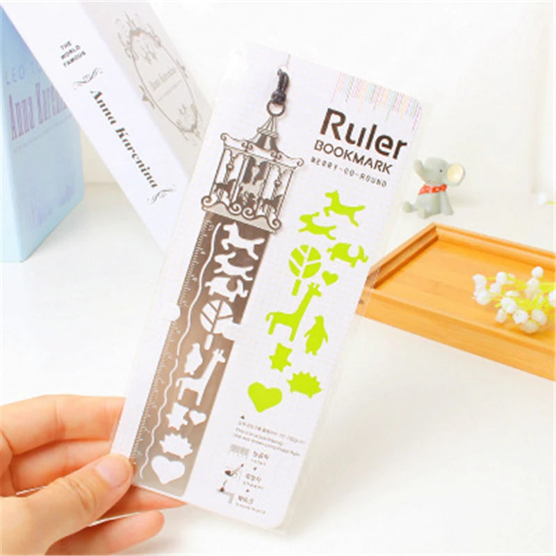 4 pcs/lot Cute Kawaii Creative Horse Birdcage Hollow Metal Bookmark Ruler For Student Gift School Supplies