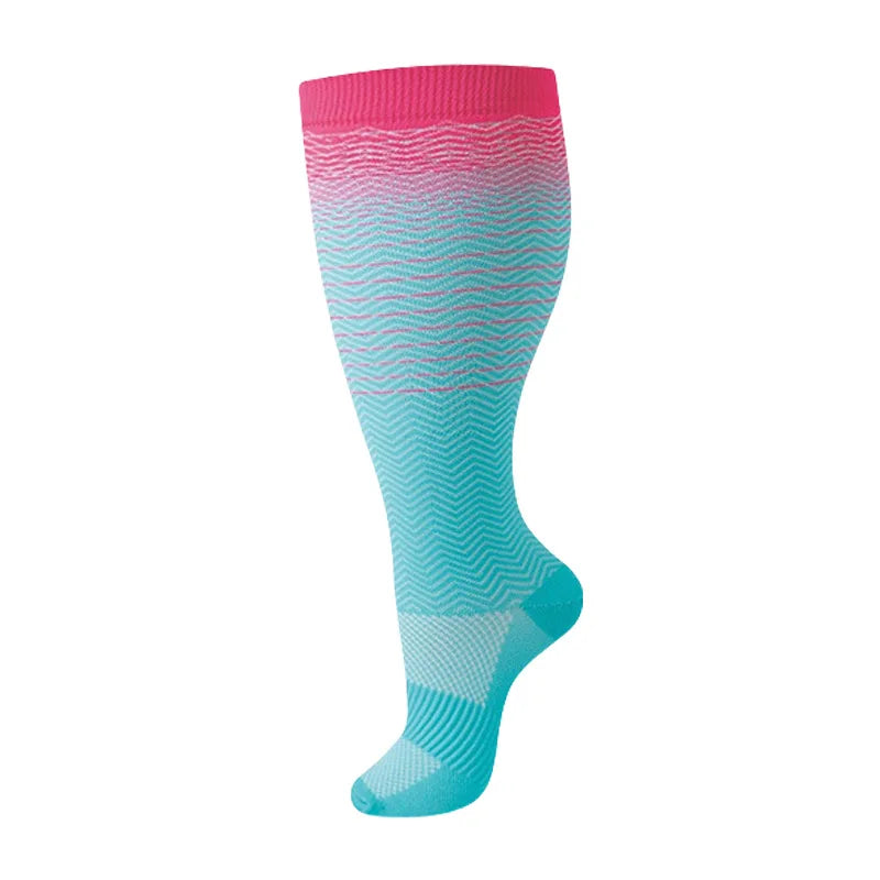 2XL-4XL Plus Size Compression Socks for Women Men 20-30 mmHg Wide Calf Extra Large Knee High Flight Sock for Circulation Support
