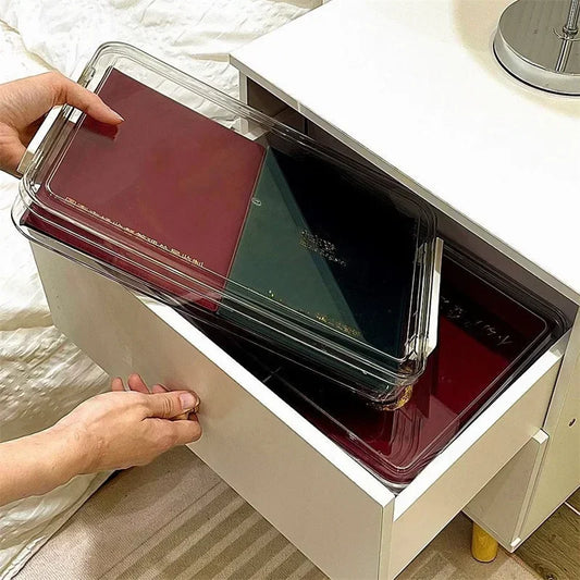 Acrylic Transparent Desktop Paper Storage Box A4 File Document Exam Paper Organizer Household Dust Proof Card Holder Case