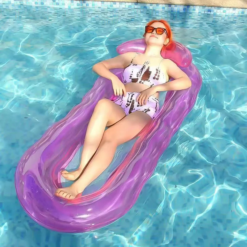 Inflatable Water Hammock Lounger, Floating Pool Chair Air Mattress for Adults Summer Beach Party