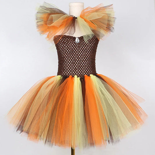 Girls Lion Tutu Dress – Jungle Animal Costume for Birthdays & Halloween, Ages 2–12