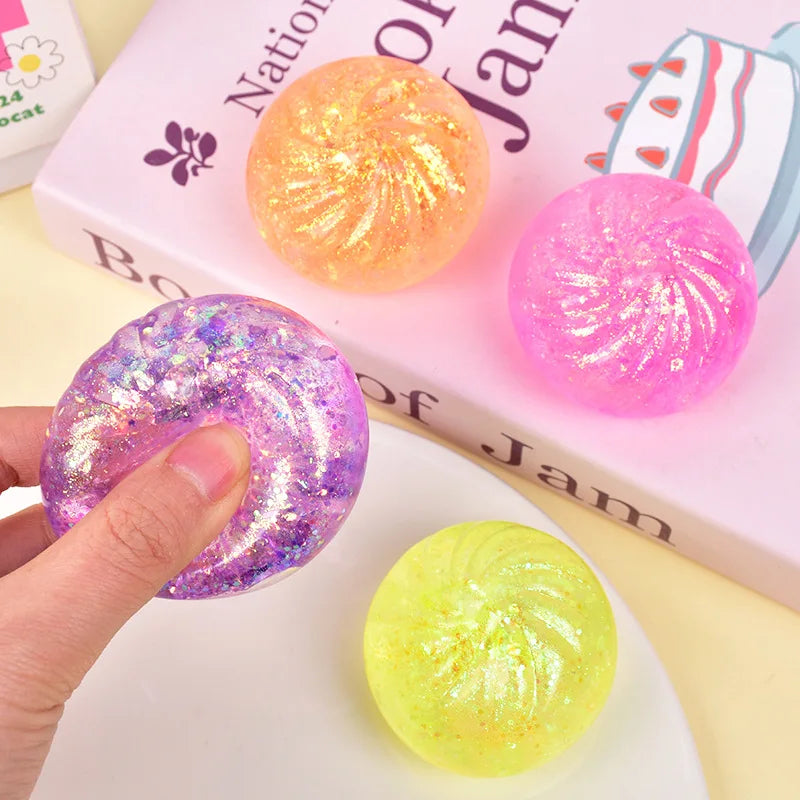 Mini Glitter Dumpling Squishy with Box Dumplings Sensory Squeeze Toy for Stress Relief Random Color