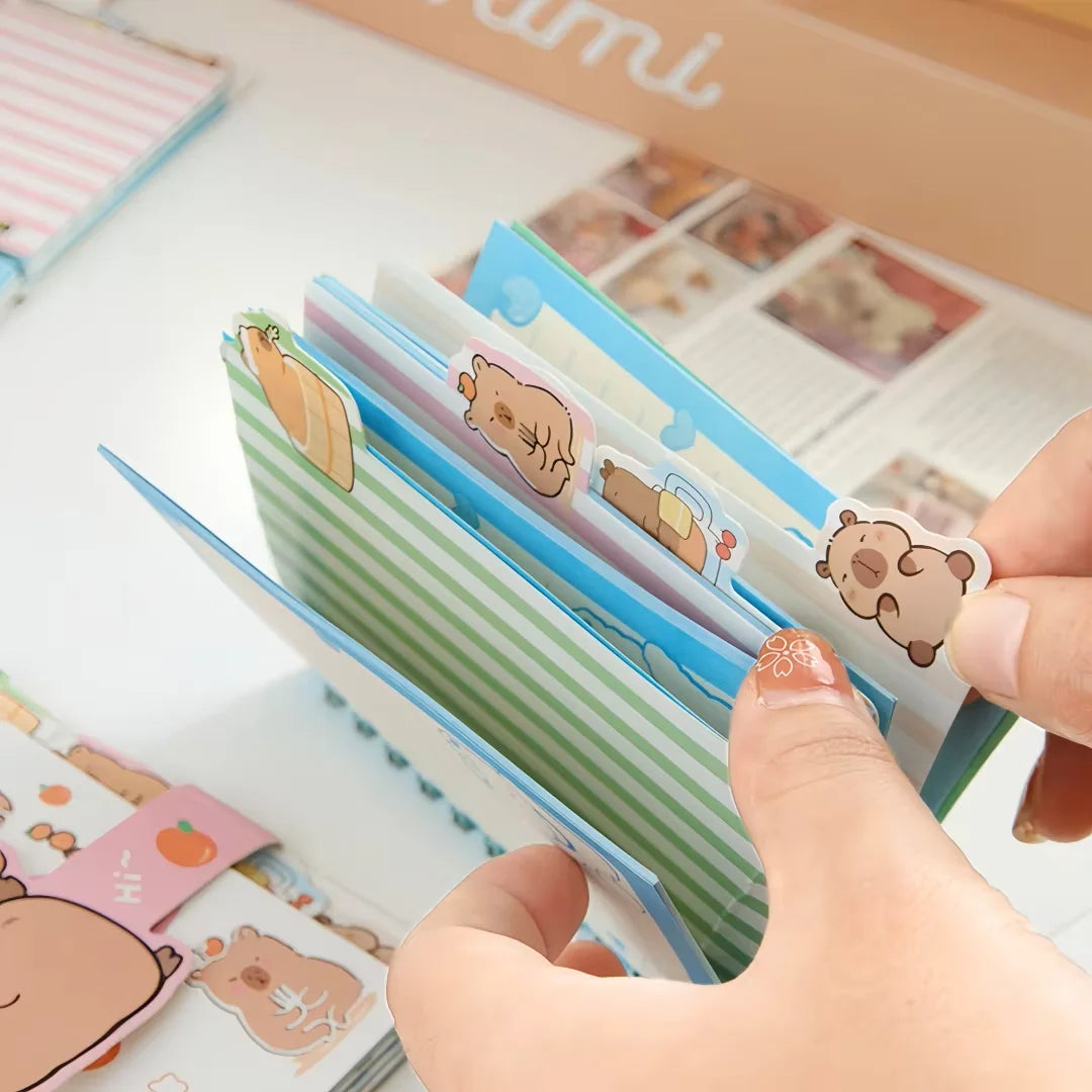 1/2/4pc Capybara Spiral Notebook – A7 Cartoon Loose-Leaf Notepad for Kids, Back-to-School Stationery for Elementary Students
