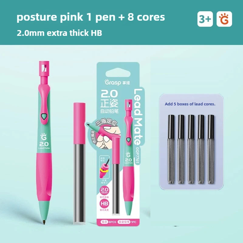 GRASP 2.0mm Mechanical Pencil Set Posture Correction Anti-Break Lead for Kids Children Writing School Supplies Korean Stationery