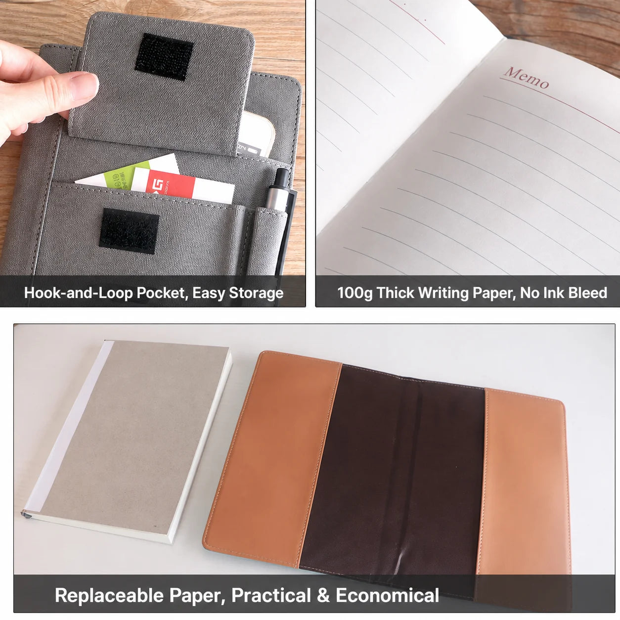 Storage Pocket Notebook Delicate Pu Cover Notebook Pen Loop Journal Rounded Corner A5 Notebook For Personal Use Gift Office Use