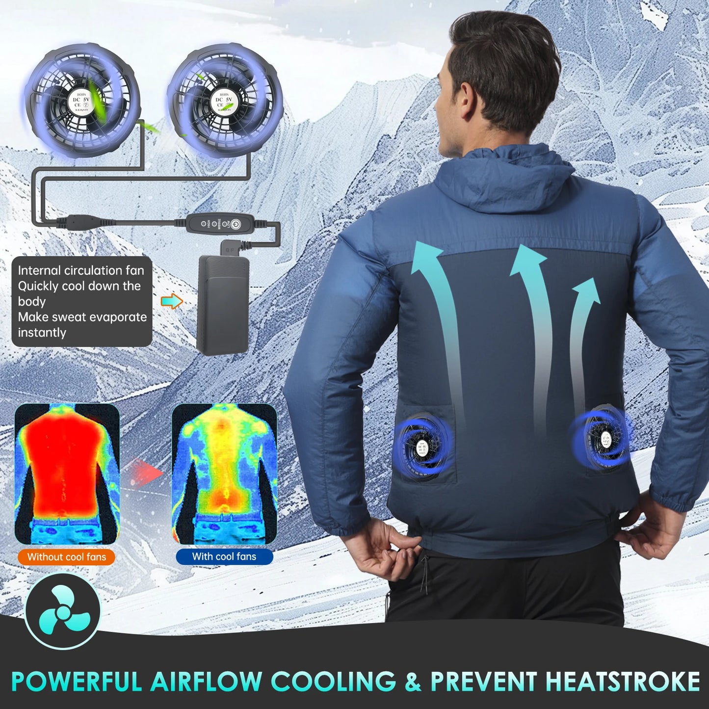 1 or 2 Pairs 5V Cooling Fan 3 Gear Adjustment For Special Summer Outdoor Air-Conditioned Vests High Speed Conditioning Cool Fan
