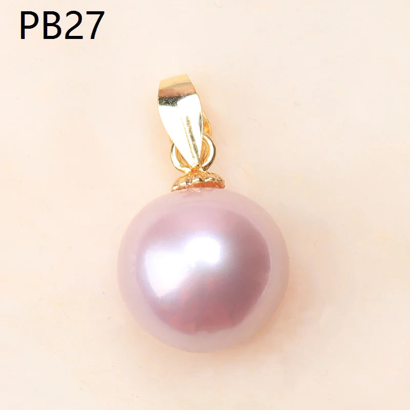 Natural Colorful 9-10mm Edison Round Light Slight Flaw Freshwater Pearl S925 Sterling Silver Simple Buckle Pendant Jewelry Gifts