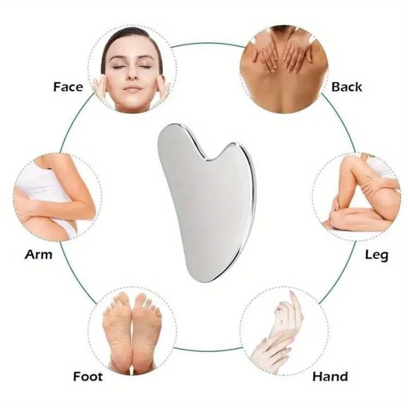Stainless Steel Gua Sha Board Summer Cooling Light Beige Tightening Tool and Dark Circles Improvement Professional Beauty Kit