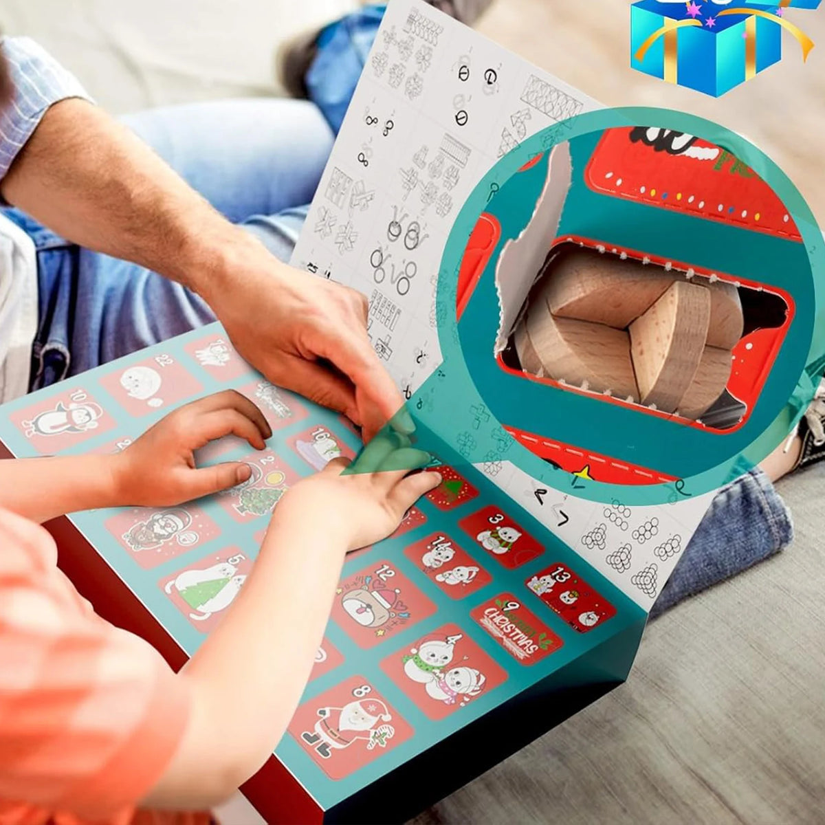 Metal Puzzle Christmas Advent Calendar Gifts Box Ruban Lock Puzzle Xmas Countdown Calendar Box  Brain Teaser Fidget Toy