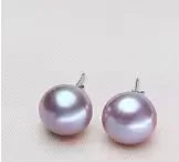 Classic Natural Freshwater Pearl white pink purple black gray 925 sterling silver Stud Earring Jewelry for Women Super Deal