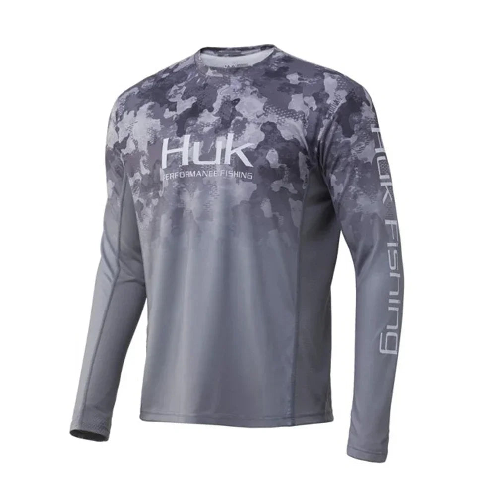 HUK Fishing Shirt Long Sleeve Uv Protection Man Outdoor Summer Fishing Clothing Performance Jersey Men's Fishing Apparel UPF 50+