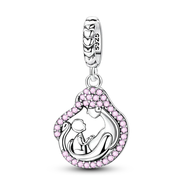 925 Sterling Silver Mother's Day Charms Mother Daughter Heart Animal Elephant Rabbit Pendants Fit Bracelets DIY Jewelry Gift