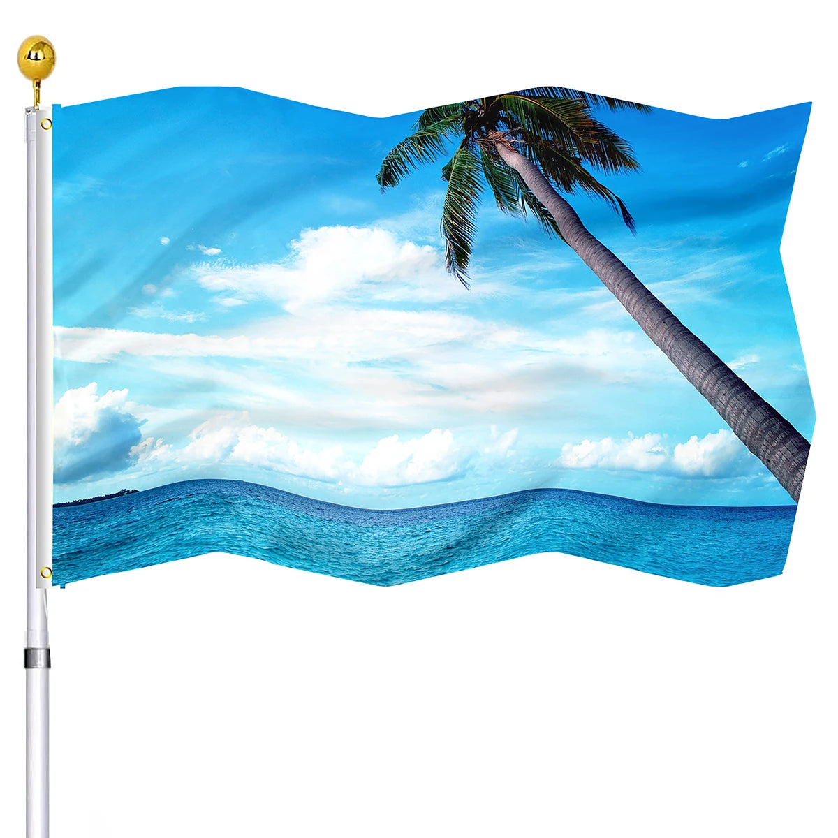 Summer Beach Holiday Decorative Flag Seaside Sunset Chairs Coconut Trees Flags House Indoor Outdoor Decor with Brass Grommets