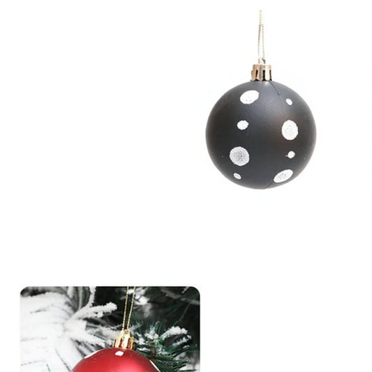 6cm Xmas Ball Ornaments Red Black Spotted Design Hanging Decorations For Christmas Tree Holiday Party Supplies
