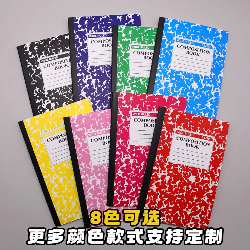 4pcs American Style Marble Composition Notebook Wide Ruled 60 Pages Student School Journal Sewn Bound Writing Diary Supply