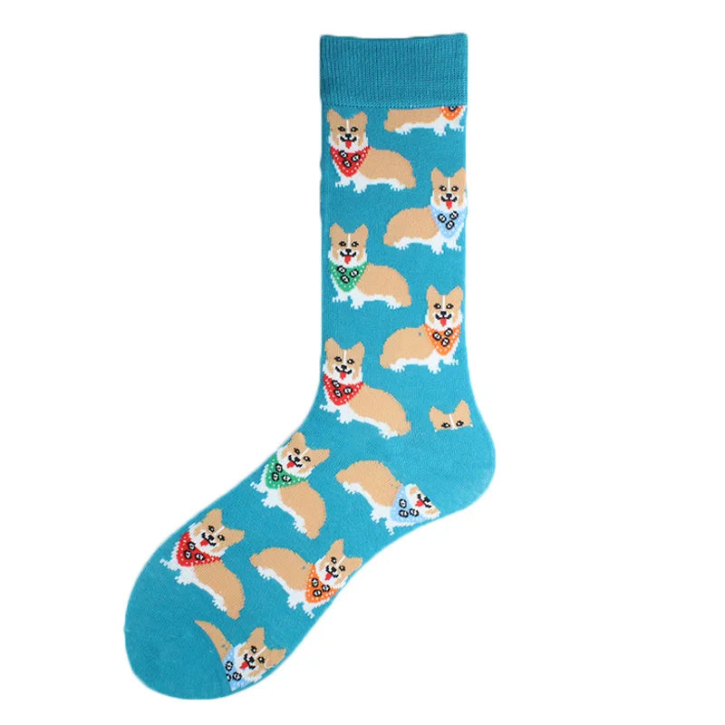 Happy Colorful Funny Socks Men Skateboard Shark Dinosaur Astronaut Planet Divertidos Hip Hop Sokken Harajuku Unisex Crew Socks