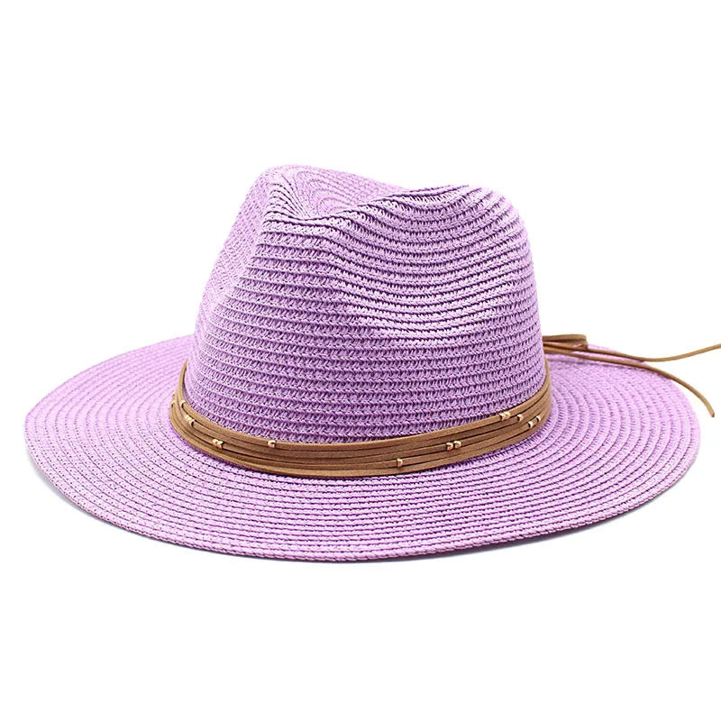Big Size 60CM New Straw Hat 7cm Brim Summer Cooling Beach Sun Hat Outdoor Party Panama Jazz Hat Sombreros De Mujer