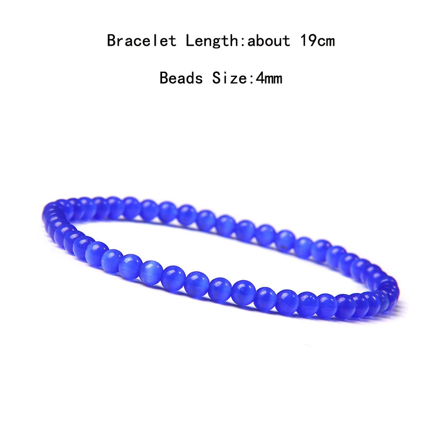 4mm Quartz Agate Bead Natural Stone Beaded Bracelet Lava Rock Tiger Eye Black Onyx Crystal Women Men Yoga Healing Chakra Jewelry