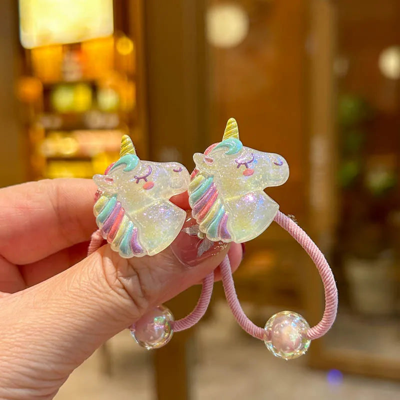 2PCS Lovely Rainbow Elastic Hair Bands for Girls Children's Hair Accessories Baby Headwear Ties Flexible And Stylish