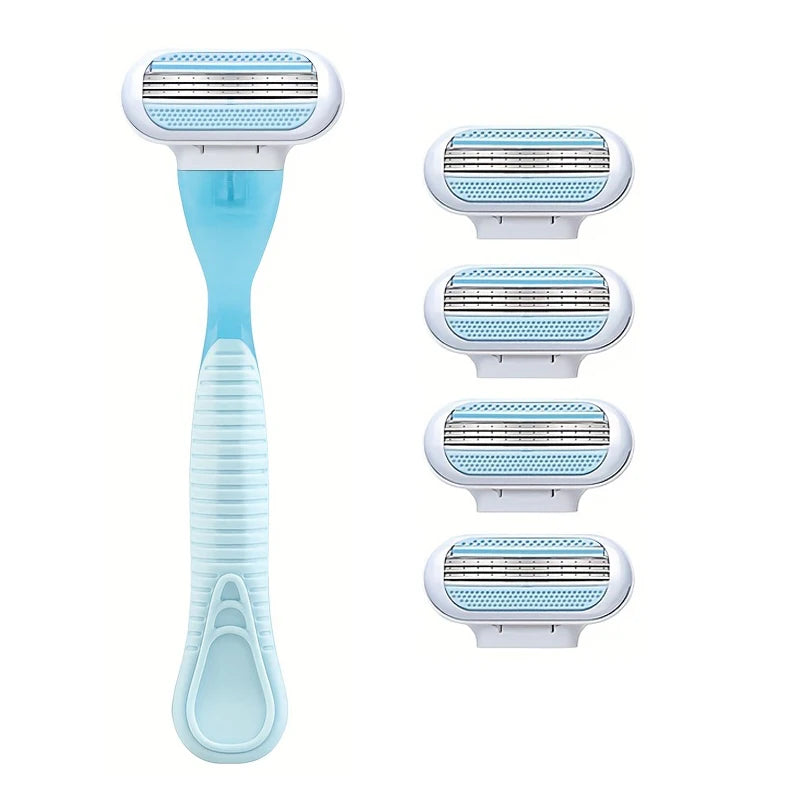 1 Handle + 4/8 Blade Women Safety Razor Blades Face/ Leg/ Armpit/ Bikini Beauty Hair Removal Shaving Compatible Venus Shaver