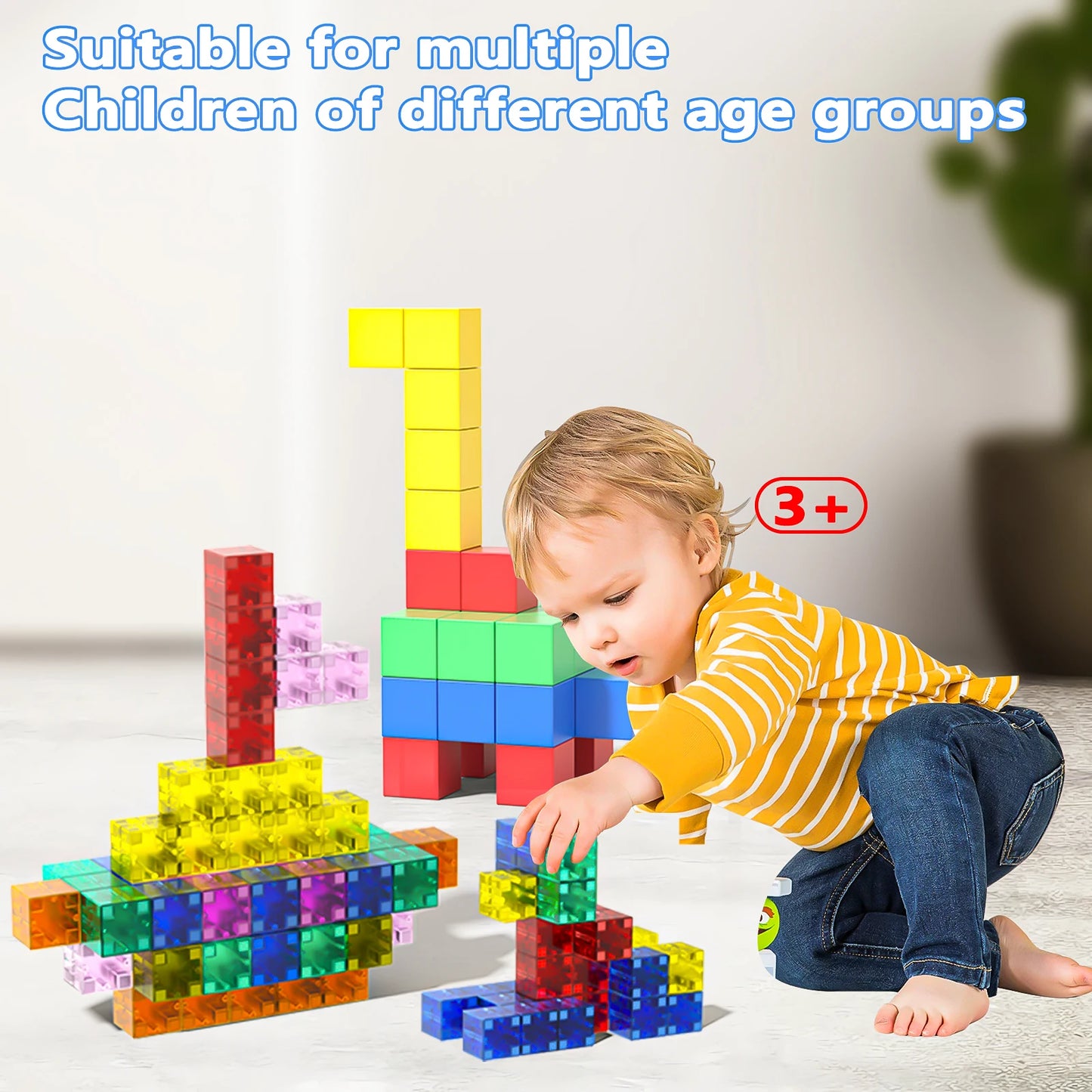 Magnetic Cubes Building Blocks Toys STEM Educational Construction Play Sensory Learning For Toddlers Kids Early Development