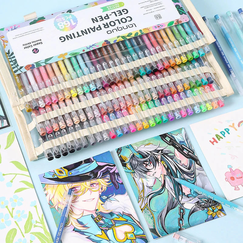 Languo 45/162/207 Colors Of One Set Color Gel Pen Drawing Handbook Pens Student DIY Graffiti Writing Painting Marker Stationery