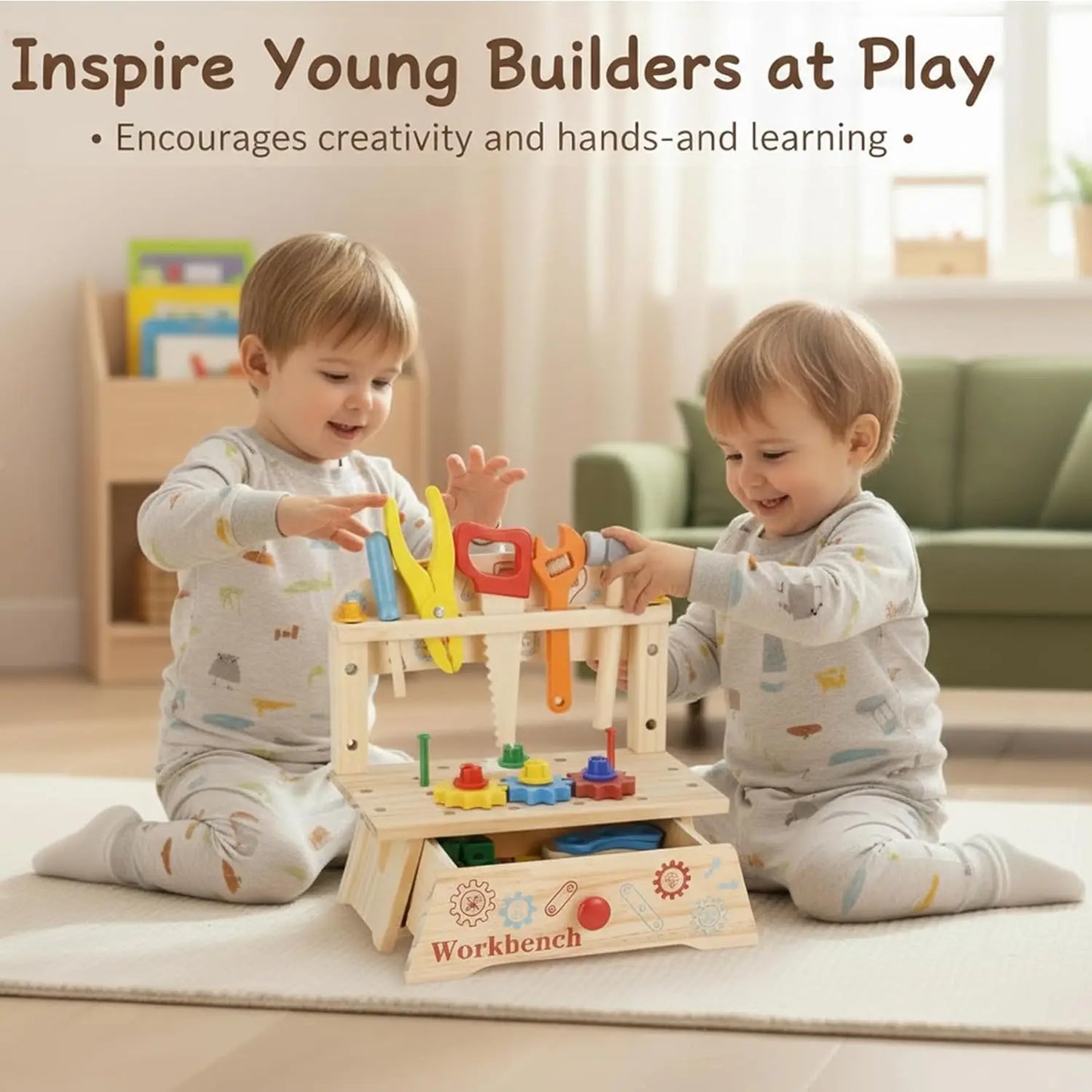 Wooden Tool Bench for Kids,Montessori Educational Pretend Play Construction Toy,Activity Gift Construction Toy for Boys Girls