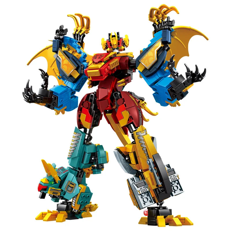 SEMBO 4in1 Transformable Robot Dinosaur World Mechanical Accumulation Model Wooden Kit Assembly Boys' and Children's Toy Gifts