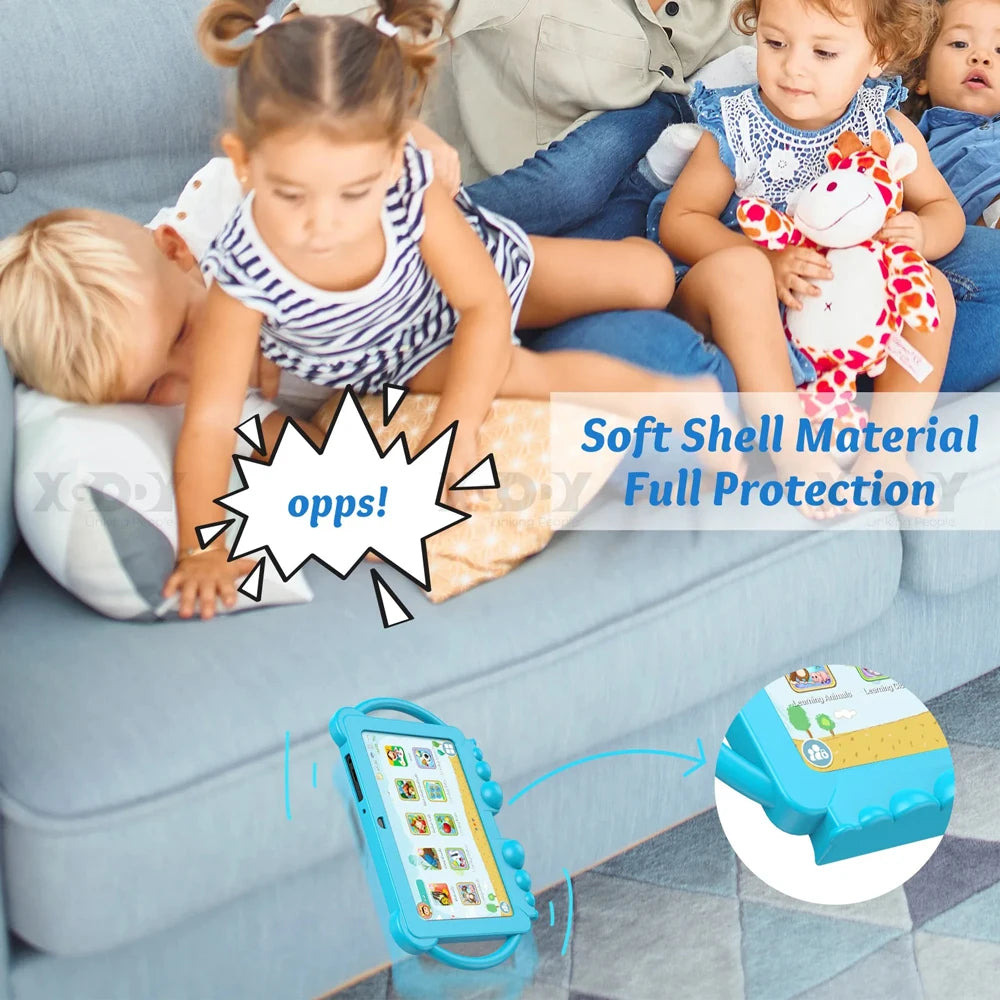 BDF K5 Pro 7-inch Kids Tablet Cartoon Kids-Proof Case 5G WiFi Google Learning Education Tablet PC 4GB RAM 64GB ROM 4000mAh